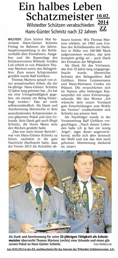 Bericht aus der Zevener Zeitung zur Jahreshauptversammlung 2014